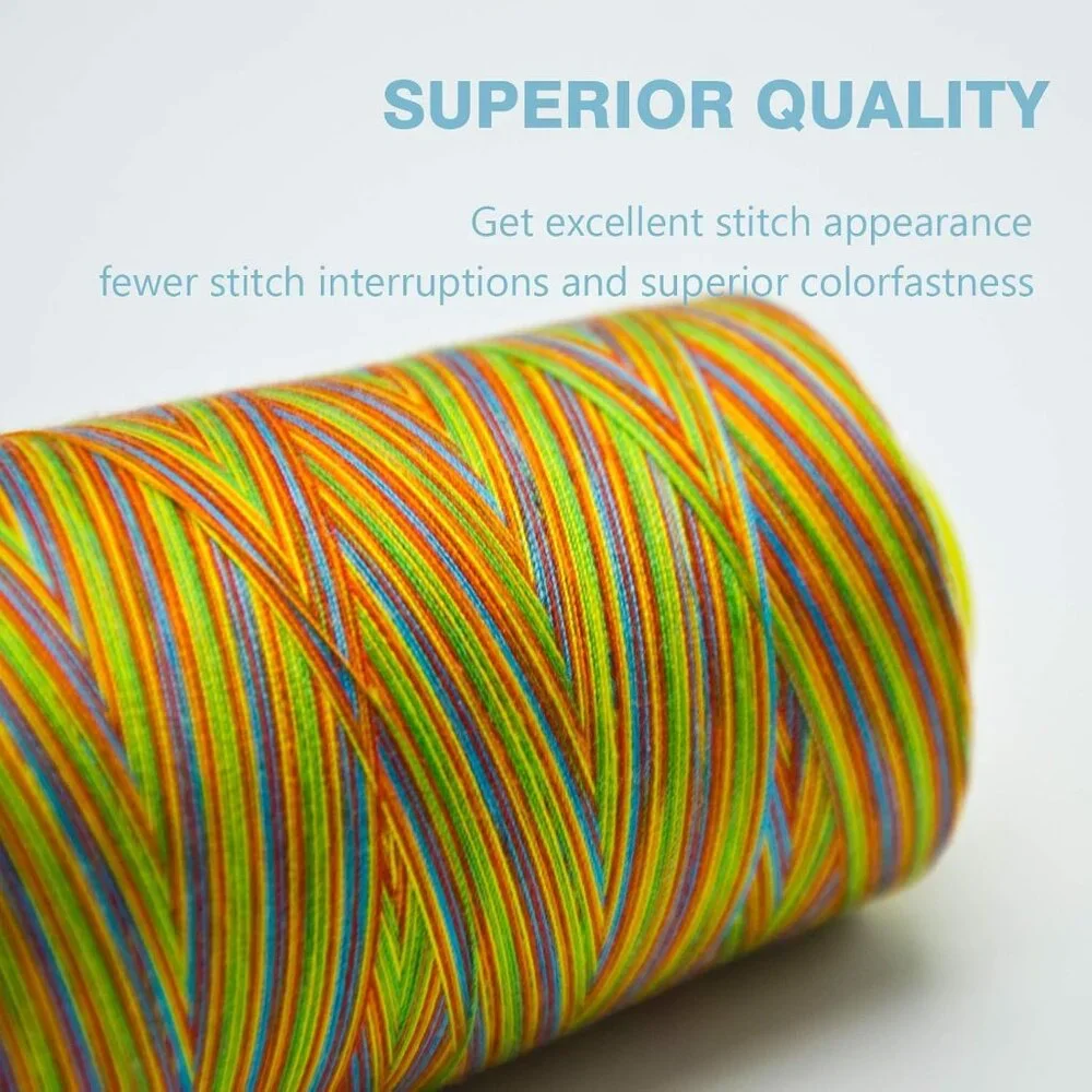 NEW 12000 Yards Serger Thread Sewing, Rainbow Spools Sewing Machine String